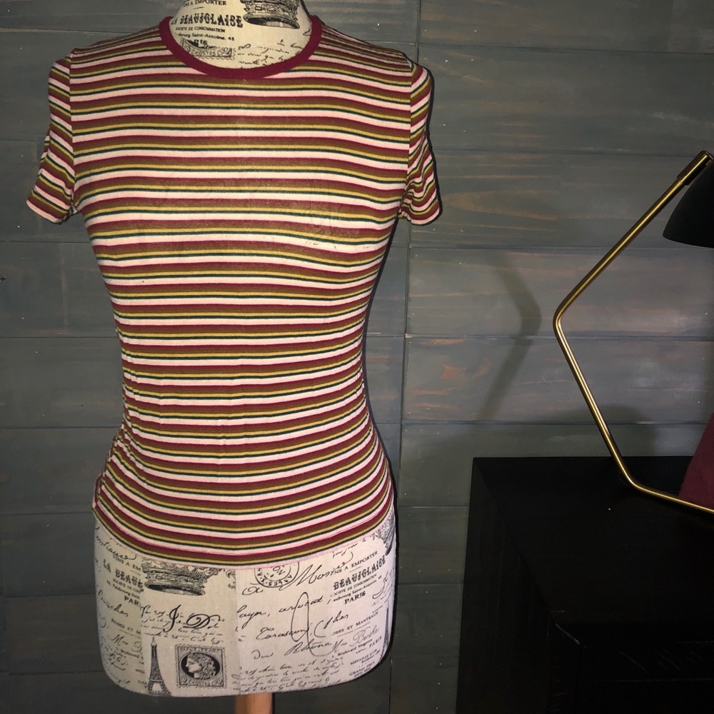 multicolored stripped tee